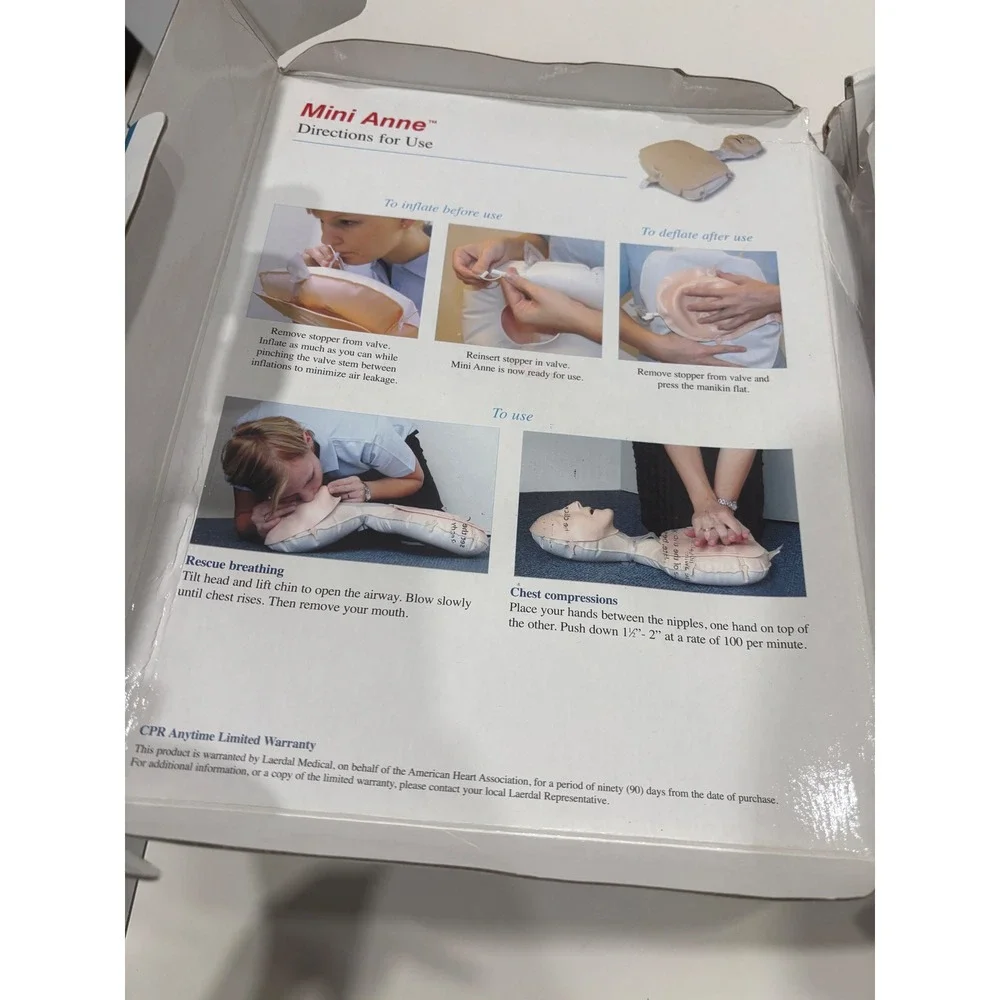 AHA Family & Friends CPR Anytime Kit Laerdal Mini Anne Manikin DVD 2005 ECC